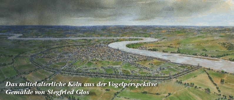 Anflug auf Köln - das alte Köln Gemälde von SiegfriedGlos