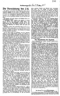 Bericht des Klner Stadtanzeigers ber die Havarie des Klner Zeppelins Z II in Homburg 1910