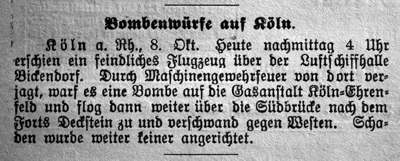 Zeitungsmeldung: Angriff auf die Gasanstalt Ehrenfeld 