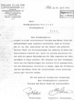 Brief des Klner Oberbrgermeister Wallraf an das preussische Kriegsministerium