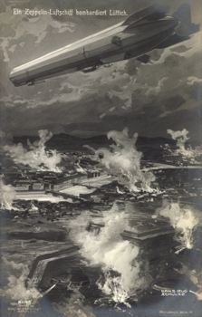 Angriff des Luftschiff Z VI "Cöln" auf Lüttich