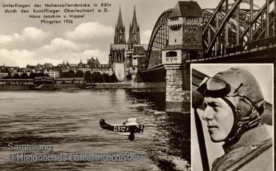 Hans Joachim von Hippel unterfliegt die Hohenzollernbrcke