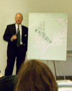 Vorsitzender der Stadtsparkasse KölnBonn Gustav Adolf Schröder stellt die Bebauungspläne für das Areal Butzweilerhof vor.