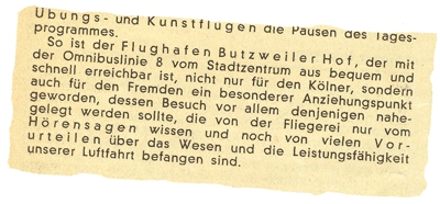 Anzeige Anfahrt Flughafen Kln Butzweilerhof