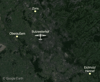 Ansteuerungsfeuer Flughafen Köln Butzweilerhof in Eichholz, Oberaußem und Zons