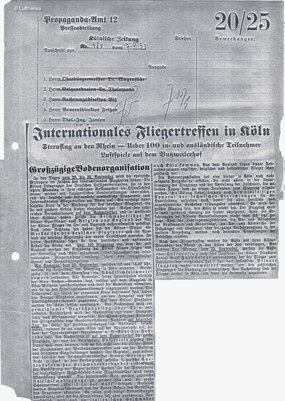 Flugtag 1933 Kln Butzweilerhof