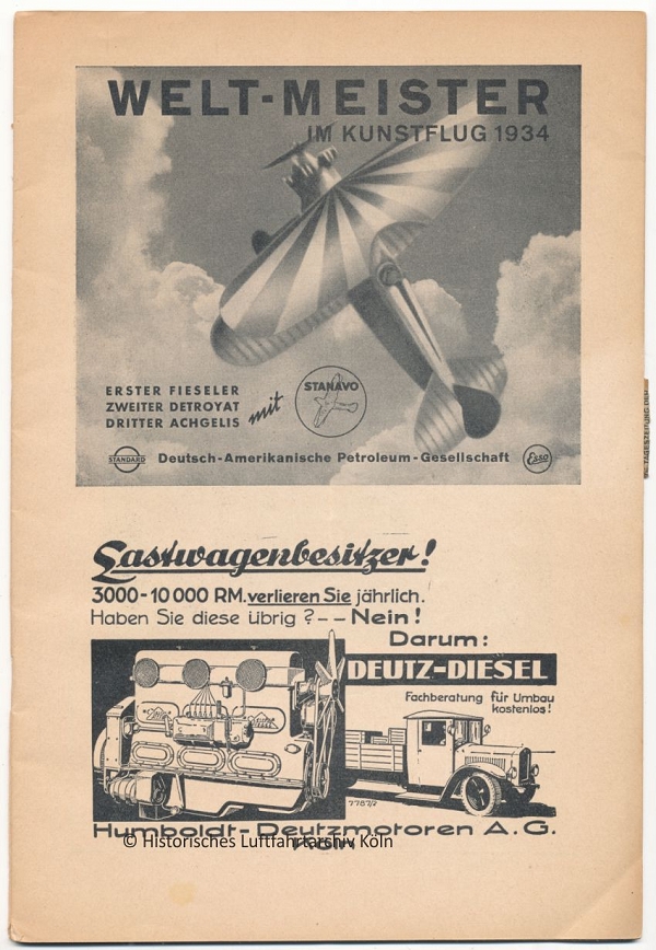 Programmheft des Volksflugtag 1934 in Kln auf dem Flughafen Butzweilerhof