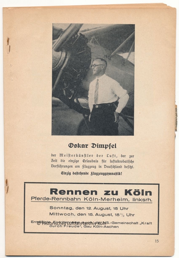 Programmheft des Volksflugtag 1934 in Kln auf dem Flughafen Butzweilerhof