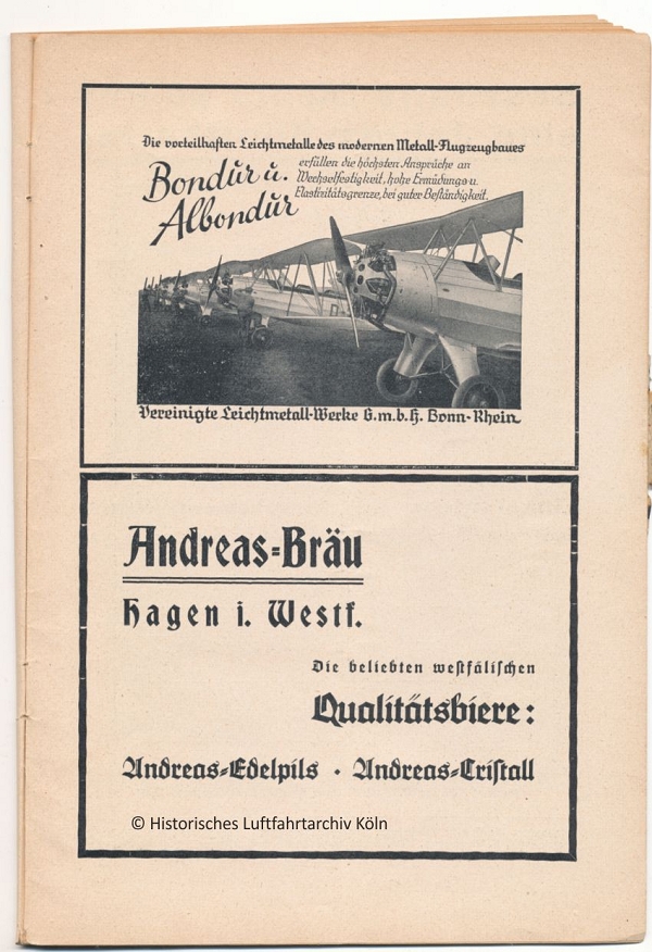 Programmheft des Volksflugtag 1934 in Kln auf dem Flughafen Butzweilerhof