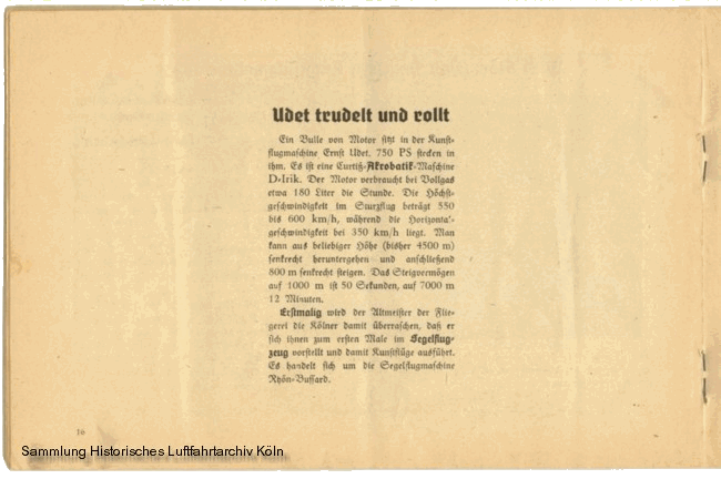 Volksflugtag 1935 Flughafen Kln Butzweilerhof Erklrung Ernst Udet