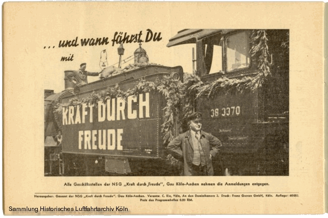 Volksflugtag 1935 Flughafen Kln Butzweilerhof Werbung Kraft durch Freude