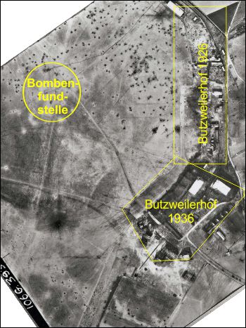 Einschlagsgebiet des Blindgngers vom 12. April 2017